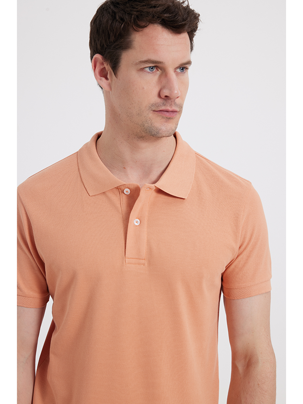 Erkek Slim Fit Dar Kesim %100 Pamuk Turuncu Polo Yaka Tişört-5