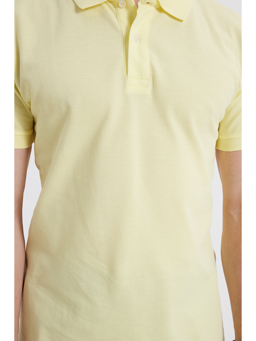 Erkek Slim Fit Dar Kesim %100 Pamuk Sarı Polo Yaka Tişört-3