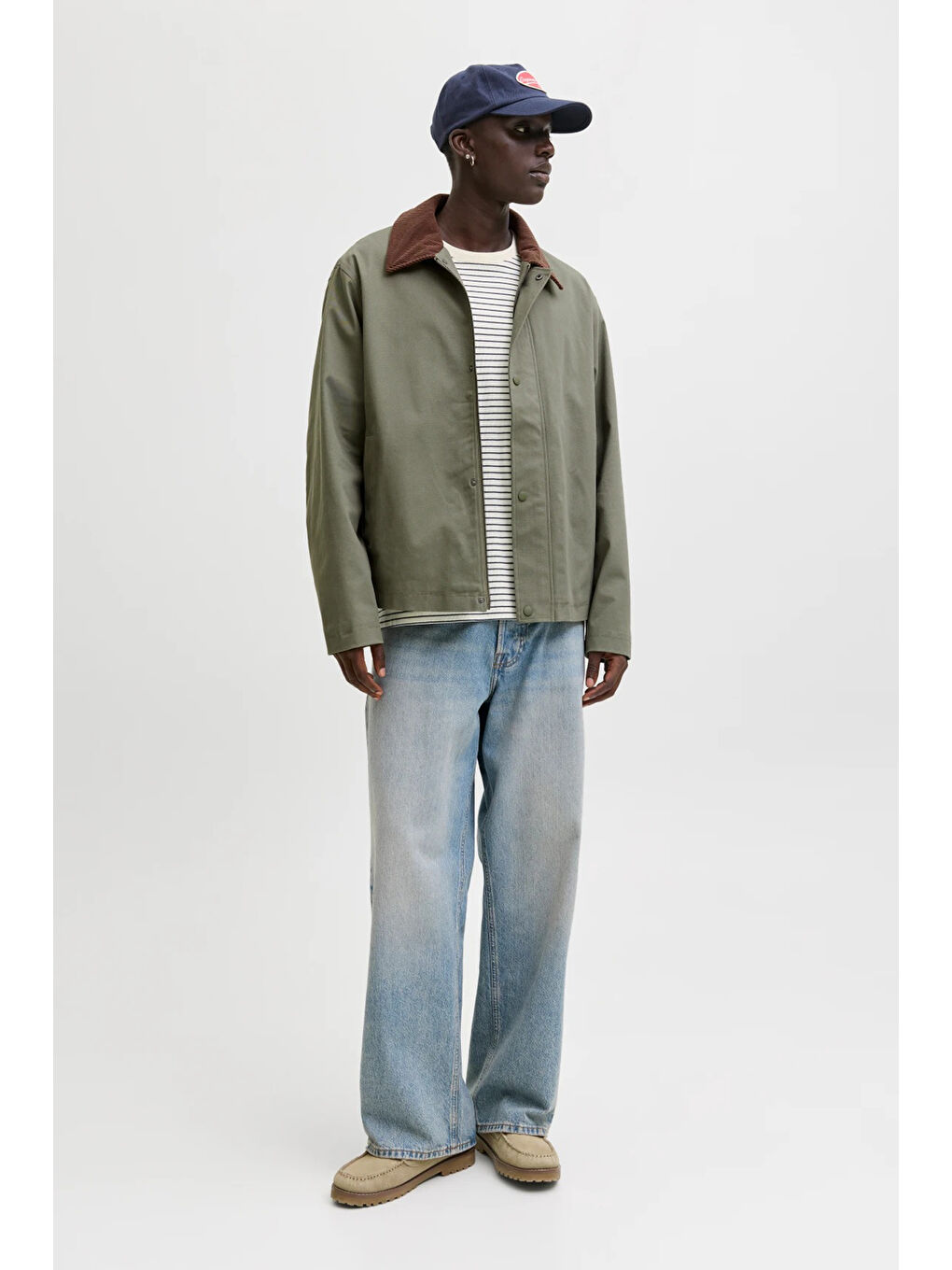 Haki Jack  &Jones Essentials Jjegraham Pamuklu Regular Fit Ceket Yaka Mont 12288889-1