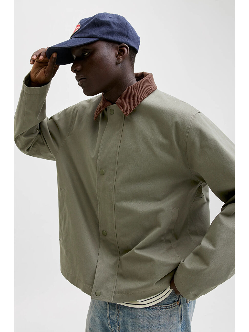 Haki Jack  &Jones Essentials Jjegraham Pamuklu Regular Fit Ceket Yaka Mont 12288889-2