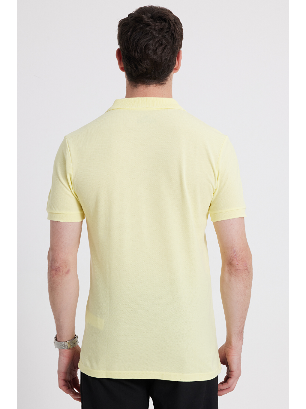 Erkek Slim Fit Dar Kesim %100 Pamuk Sarı Polo Yaka Tişört-5