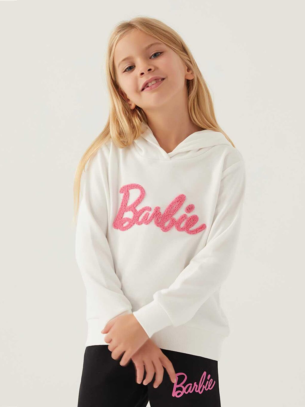 Civil Ekru Barbie Kız Çocuk Kapüşonlu Sweatshirt 3 7 Yaş Krem