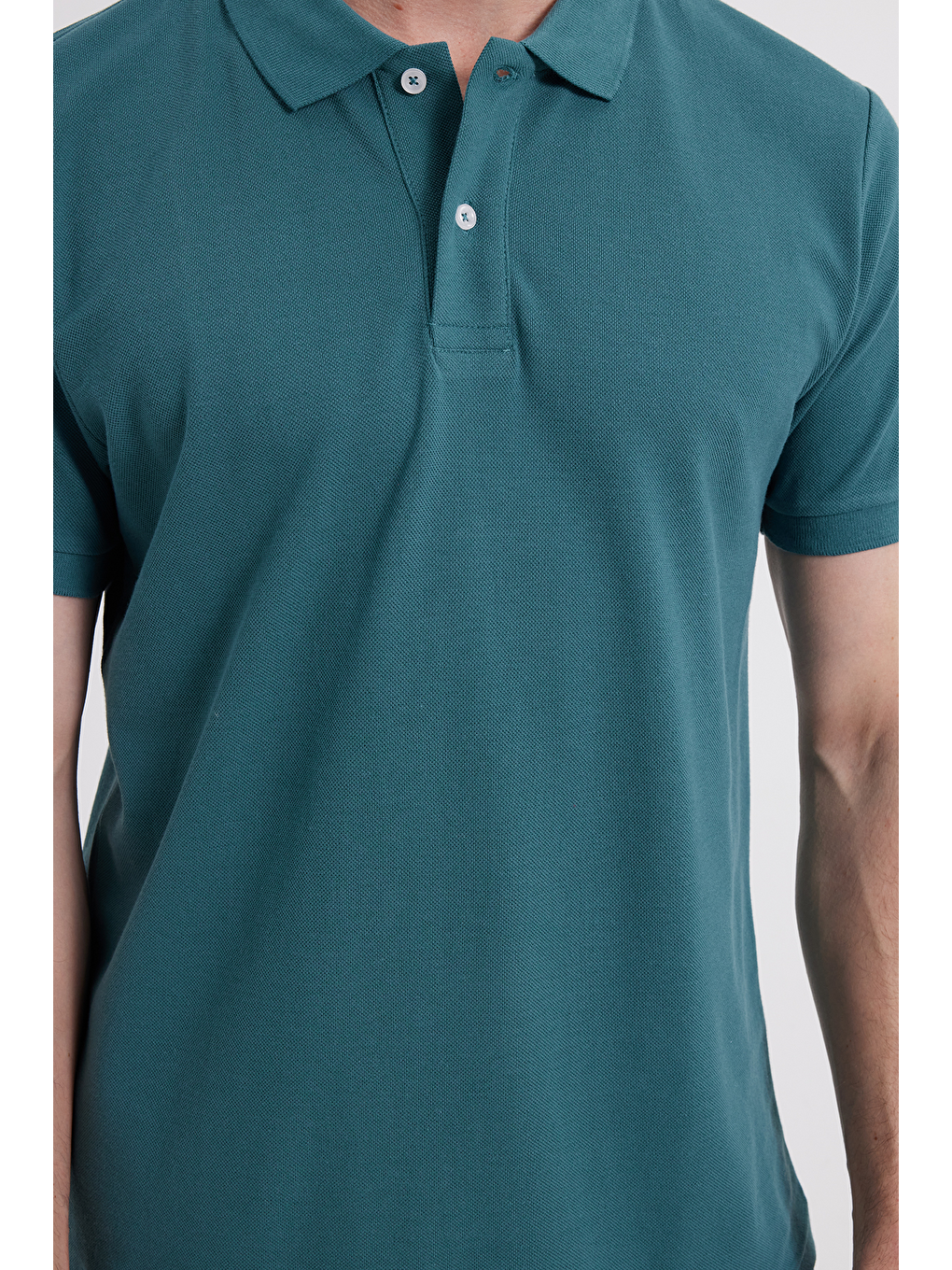 Erkek Slim Fit Dar Kesim %100 Pamuk Yeşil Polo Yaka Tişört-3