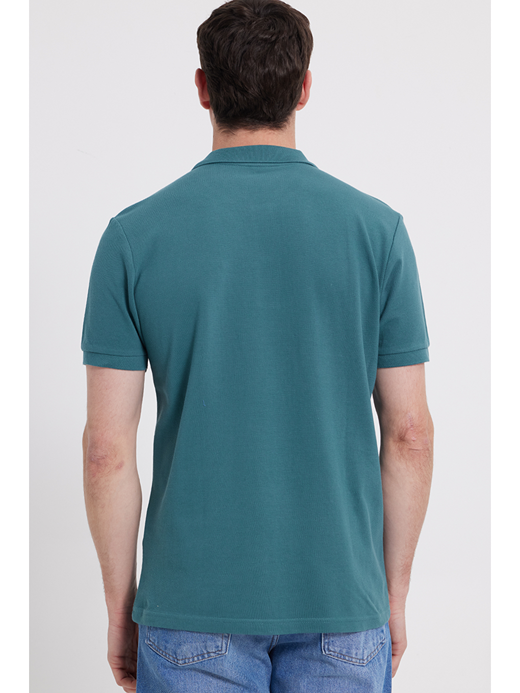 Erkek Slim Fit Dar Kesim %100 Pamuk Yeşil Polo Yaka Tişört-6