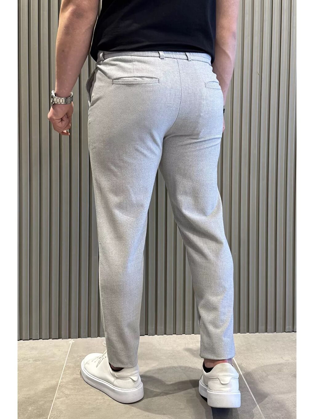 Gri Bel Lastikli Fermuarlı Erkek Jogger Pantolon-2