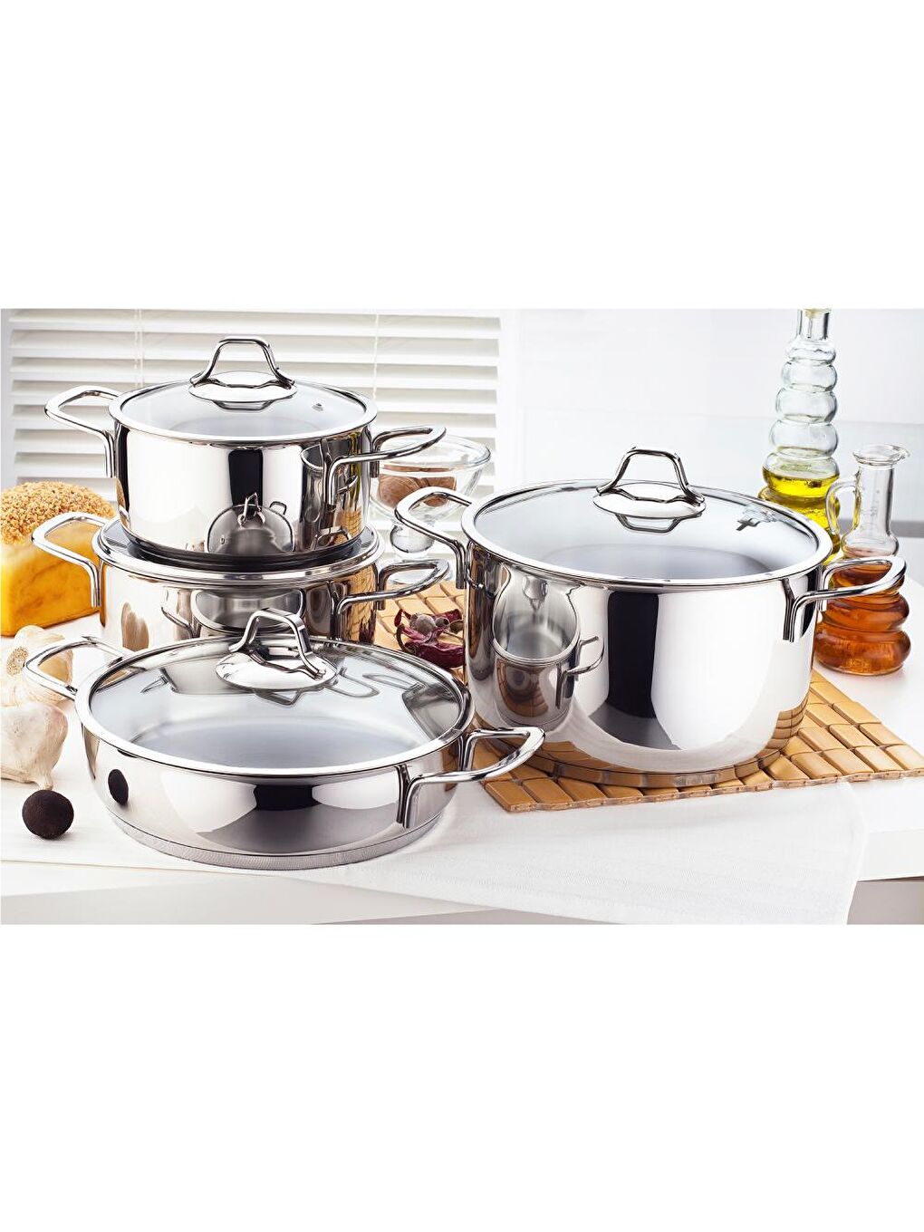 Renksiz Su 8 Parça Çelik Tencere Seti