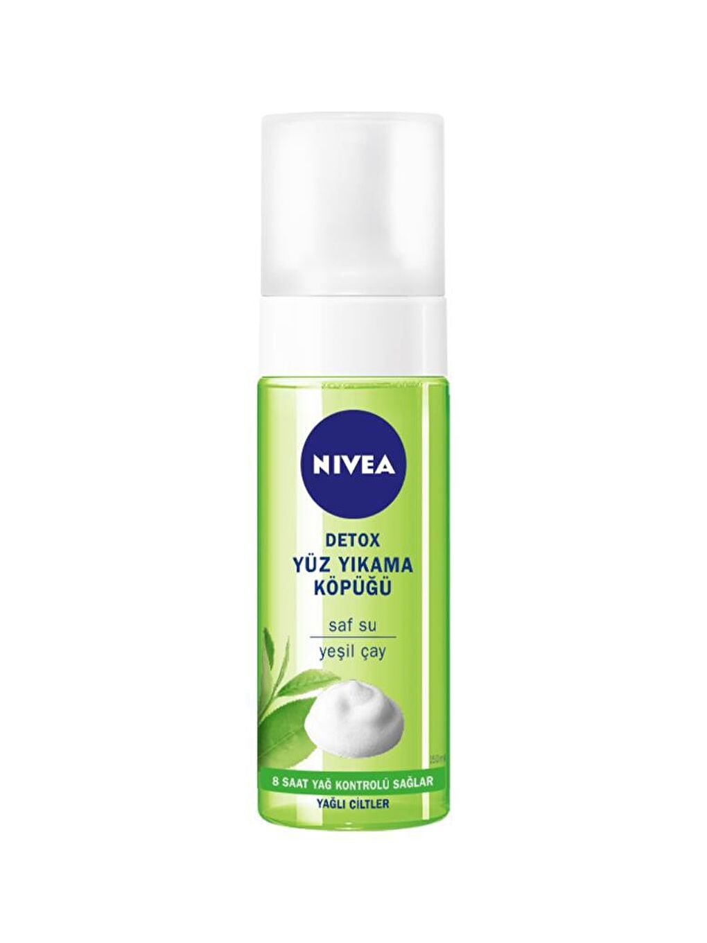 NIVEA Şeffaf Yüz Temizleyici Yıkama Köpüğü Detox Yağlı Ciltler, 150 ml, Gözenek Arındırıcı, Yeşil Çay - 1