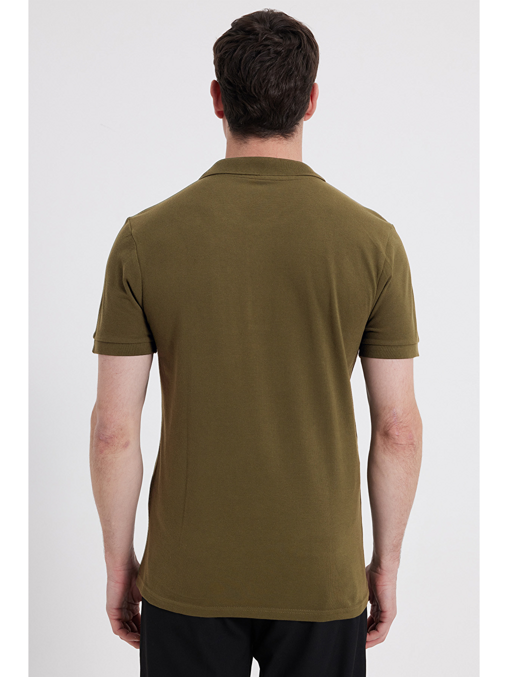Erkek Slim Fit Dar Kesim %100 Pamuk Haki Polo Yaka Tişört-4