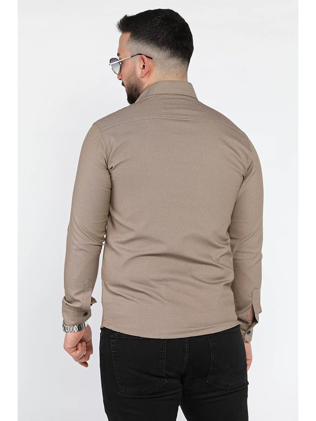 Bej Erkek Çıtçıtlı Gömlek-2