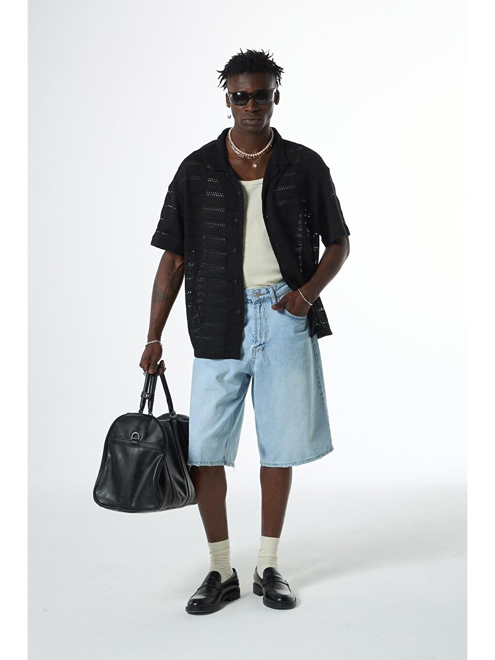 Oversize Triko Gömlek Siyah-2