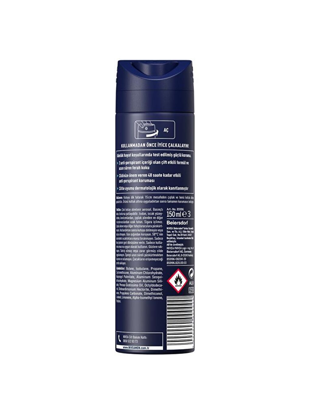 NIVEA Şeffaf Men Erkek Sprey Deodorant Dry Fresh 72 Saat Anti-Perspirant Koruma, 150 ml - 1