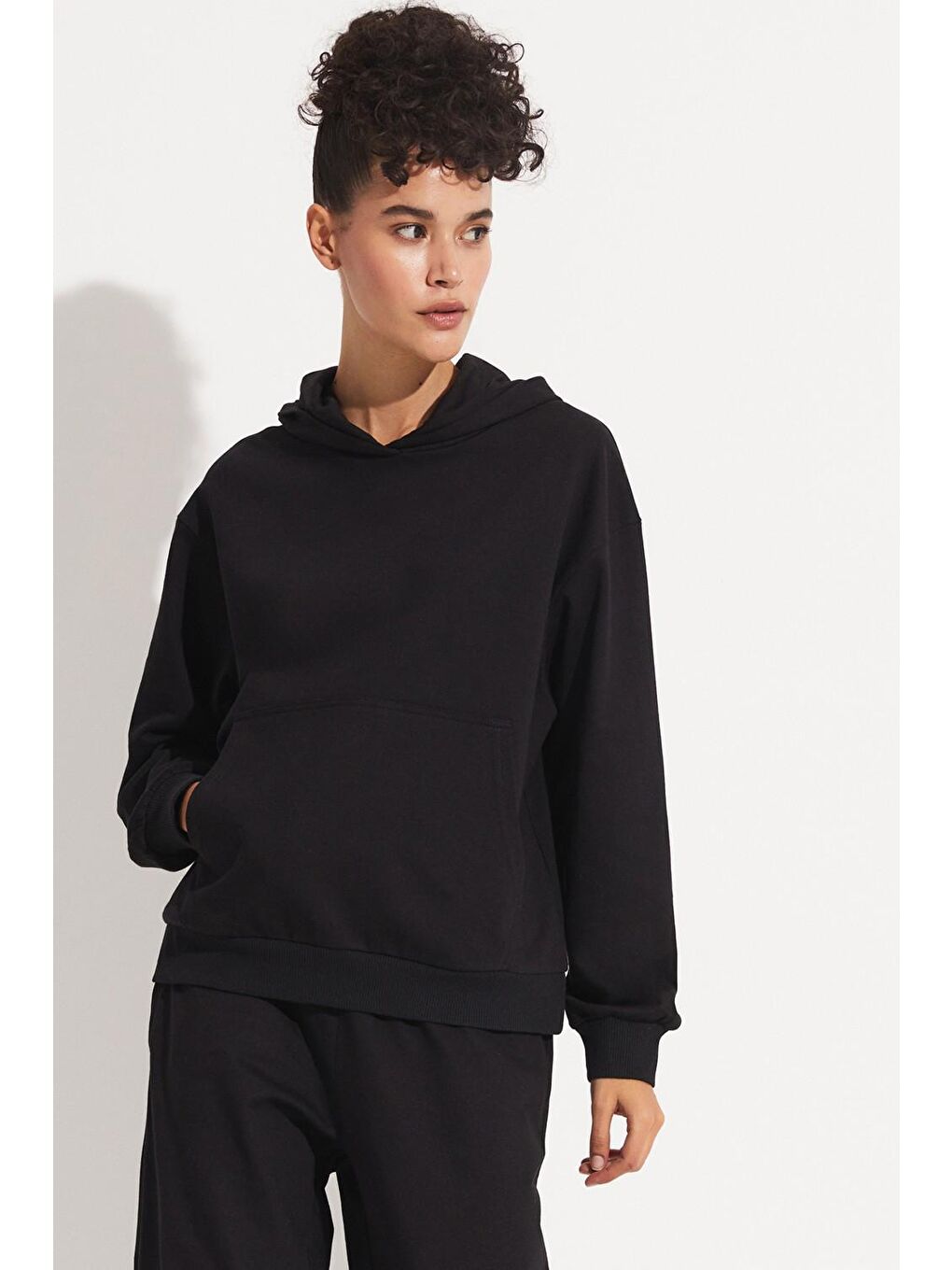 Joystar Siyah Kadın Basic Sweatshirt