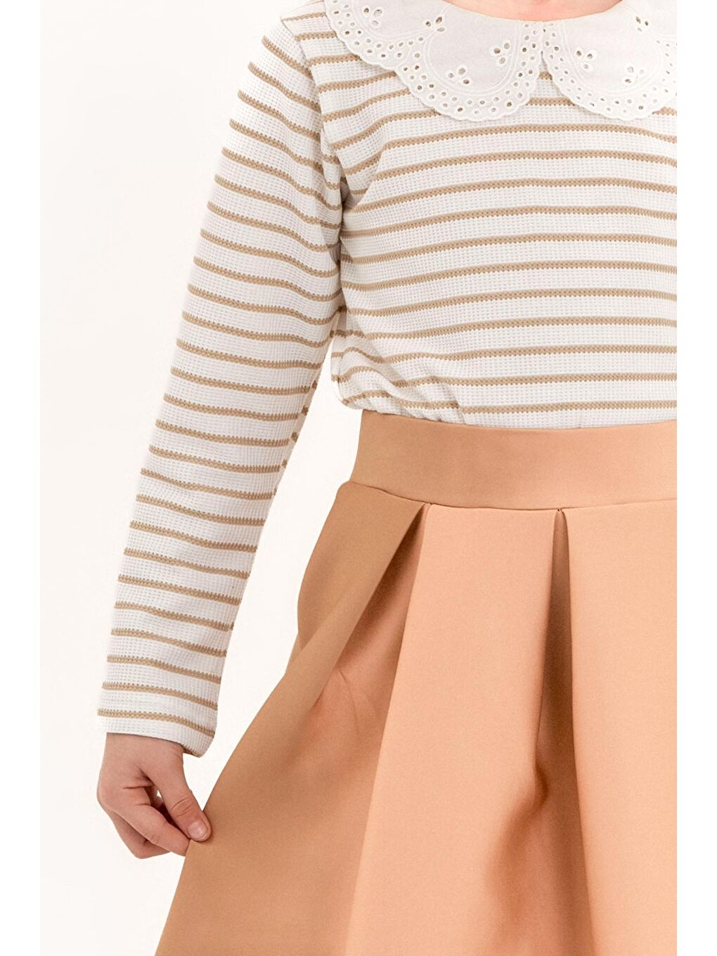 Kız Çocuk Bej Çizgili 3-7 Yaş Takım - 23311-3-3