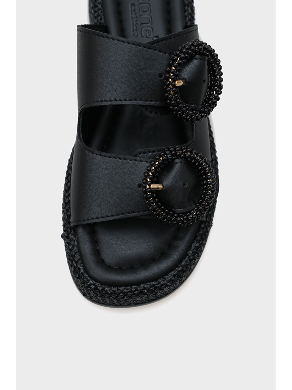 Siyah Marla Çift Tokalı Dolgu Topuklu Konfor Kadın Terlik-2