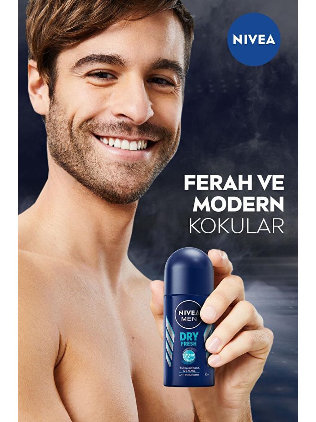 NIVEA Şeffaf Men Erkek Roll On Deodorant Dry Fresh 72 Saat Anti-Perspirant Koruma, 50 ml - 1