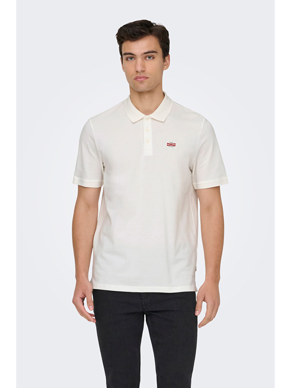 Ekru Onsdawson Pamuklu Regular Fit Düğmeli Polo Yaka T Shirt 22036883