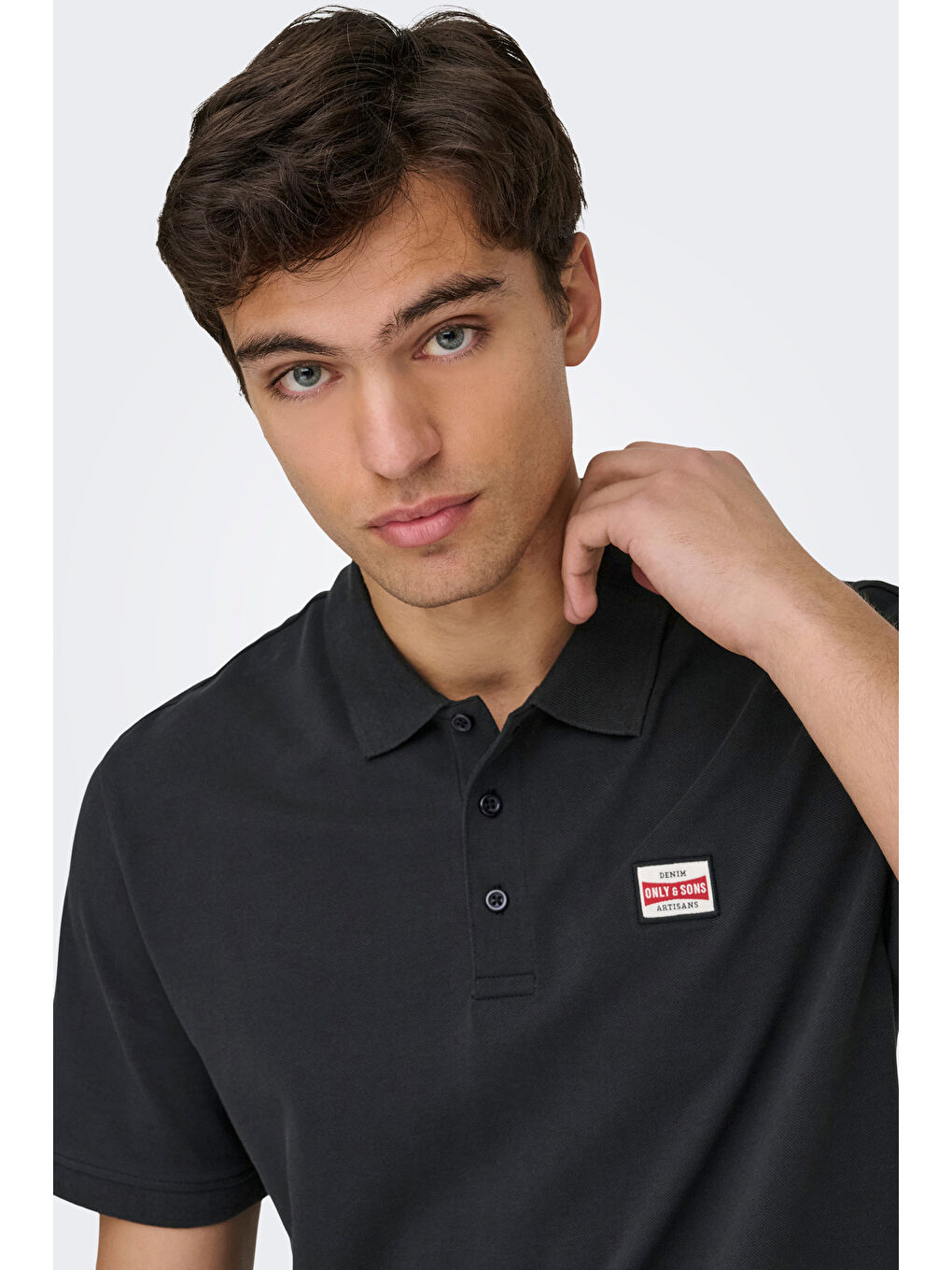 Siyah Onsdawson Pamuklu Regular Fit Düğmeli Polo Yaka T Shirt 22036883-3
