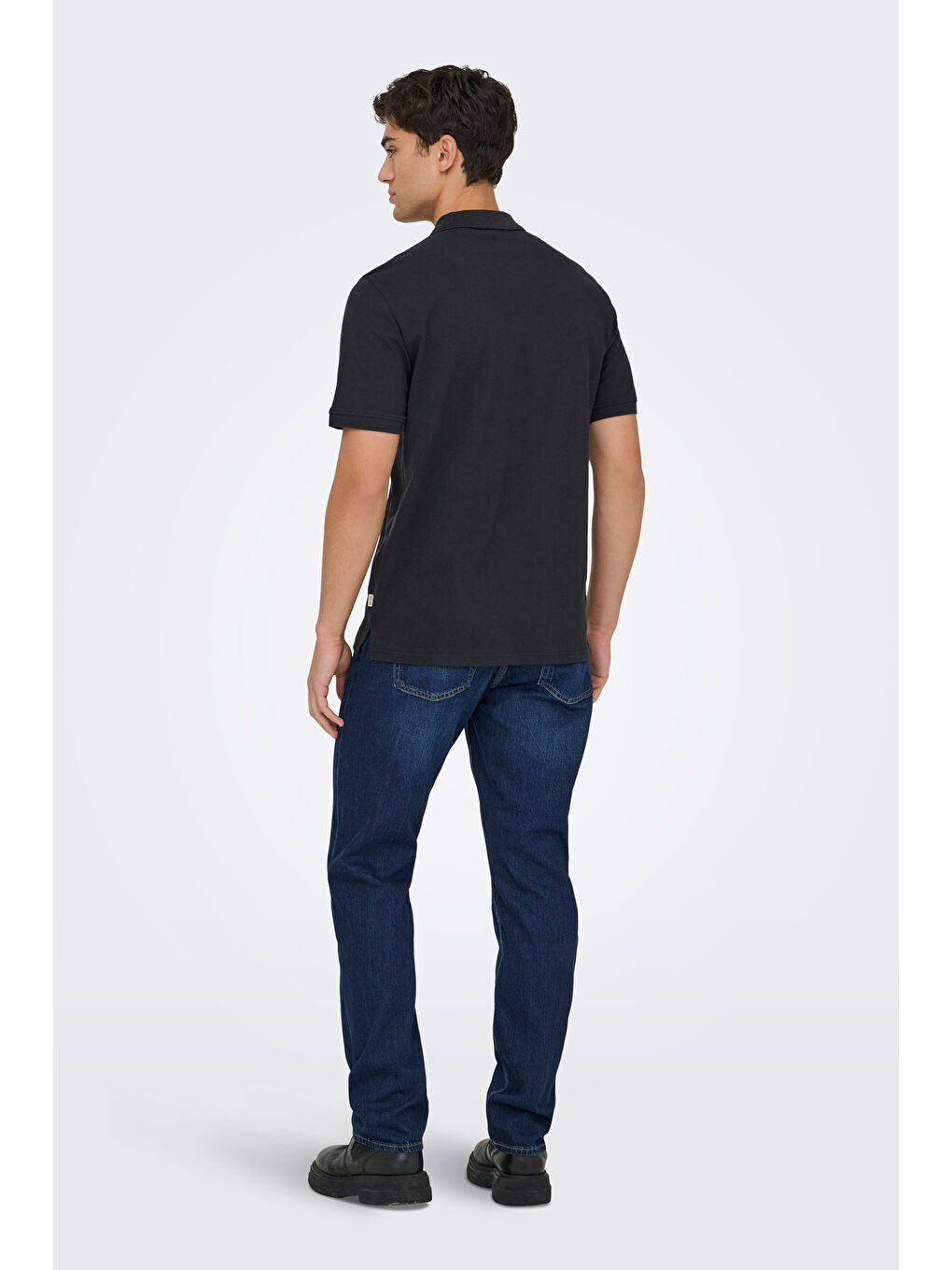 Siyah Onsdawson Pamuklu Regular Fit Düğmeli Polo Yaka T Shirt 22036883-4