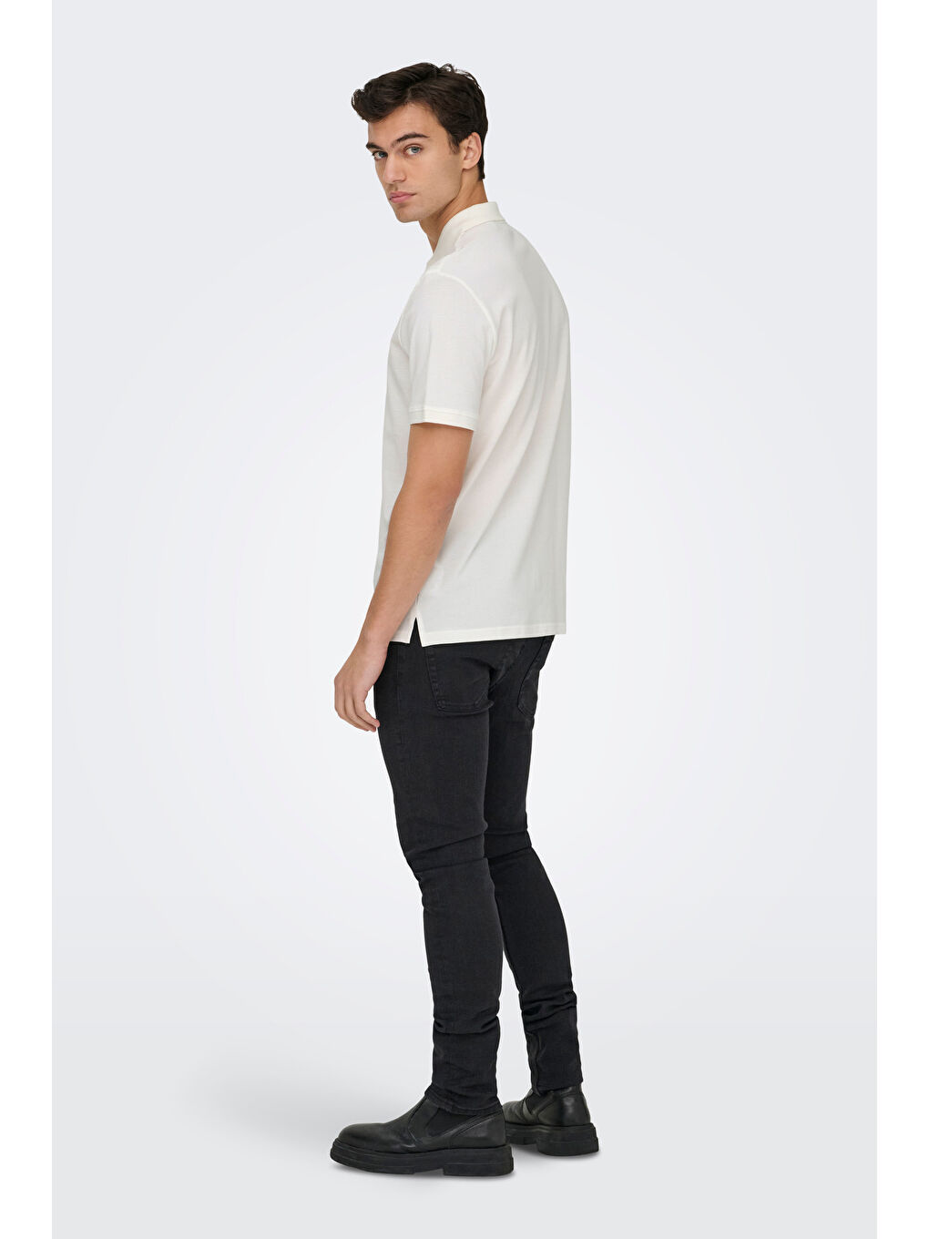 Ekru Onsdawson Pamuklu Regular Fit Düğmeli Polo Yaka T Shirt 22036883-4