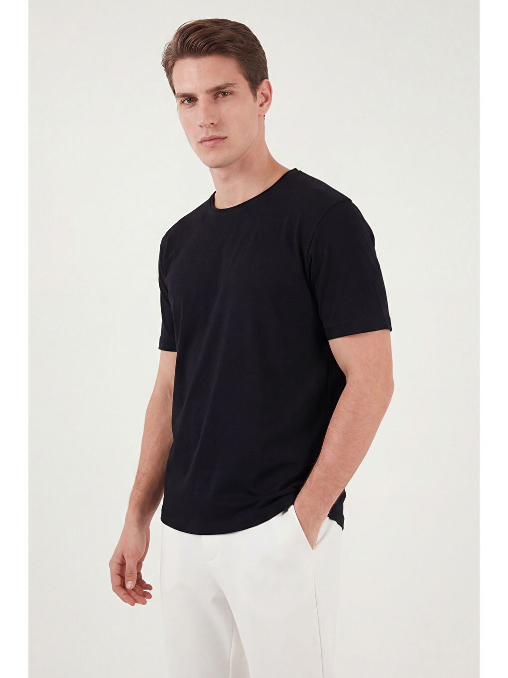 Siyah Pamuklu Regular Fit Bisiklet Yaka T Shirt 5904074-3