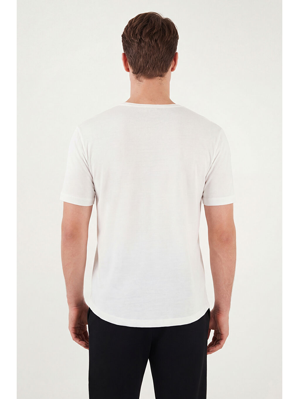 Ekru Pamuklu Regular Fit Bisiklet Yaka T Shirt 5904074-5