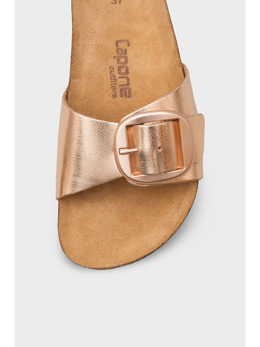 Pembe Lee Büyük Tokalı Anatomik Mantar Tabanlı Deri Terlik-2