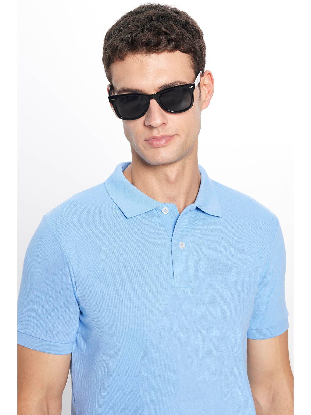 Karışık Erkek 3'Lü Paket Siyah-Haki-Açık Mavi Slim Fit Dar Kesim Pamuklu Düz Pike Polo Yaka Tişört-1