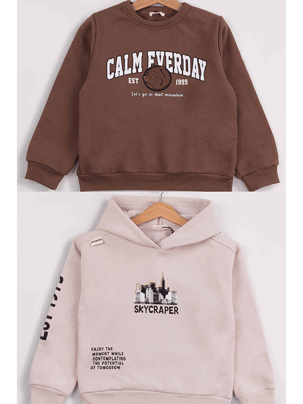 MRTUFFY Gri Erkek Çocuk 2'li Paket Basic Sweatshirt