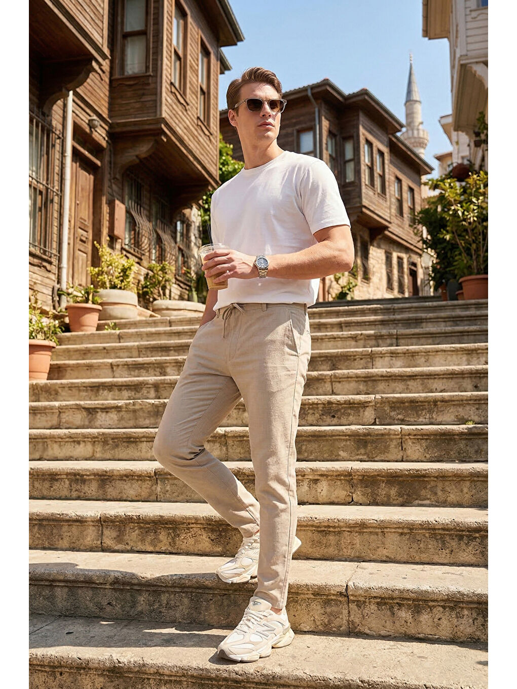 Bej Slim Fit Normal Bel Daralan Paça Pantolon 6841483