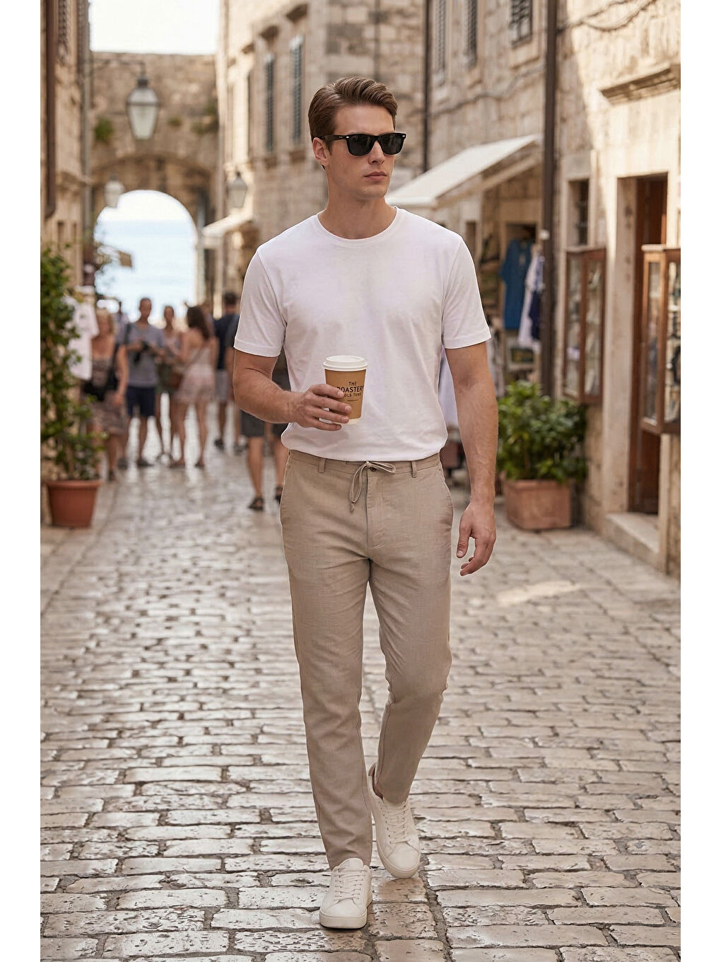 Bej Slim Fit Normal Bel Daralan Paça Pantolon 6841483-1