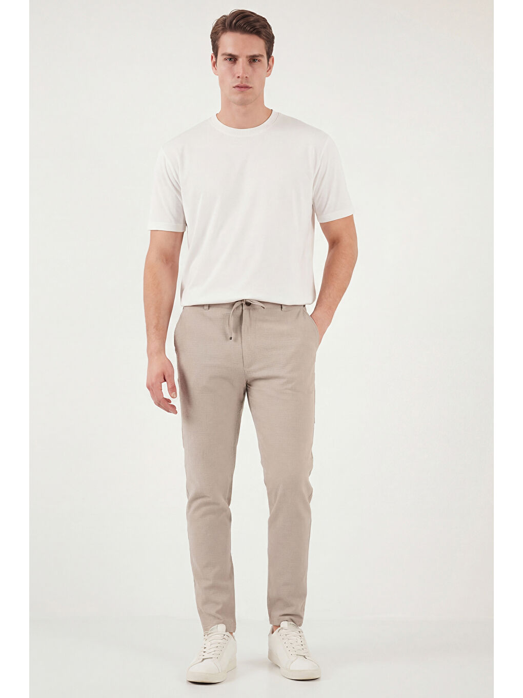 Bej Slim Fit Normal Bel Daralan Paça Pantolon 6841483-2