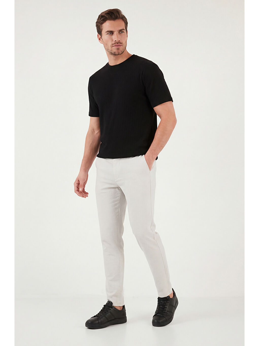 Bej Slim Fit Normal Bel Daralan Paça Pantolon 6841483-2