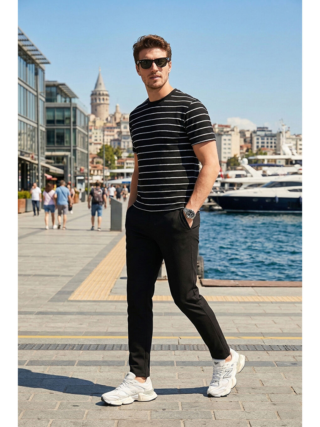 Siyah Slim Fit Normal Bel Daralan Paça Pantolon 6843649
