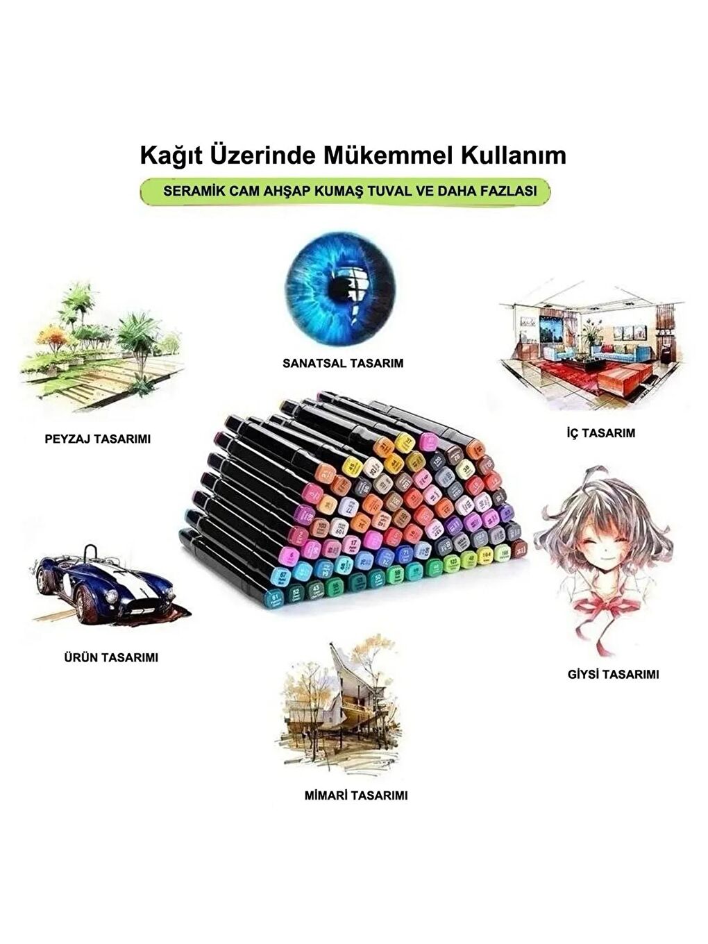 Gen-Of Karışık Asorti Çift Taraflı Marker Kalem Seti 36'lı Çantalı - 5