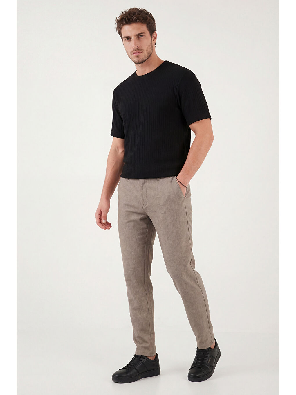 Bej Slim Fit Normal Bel Daralan Paça Pantolon 6843649-1