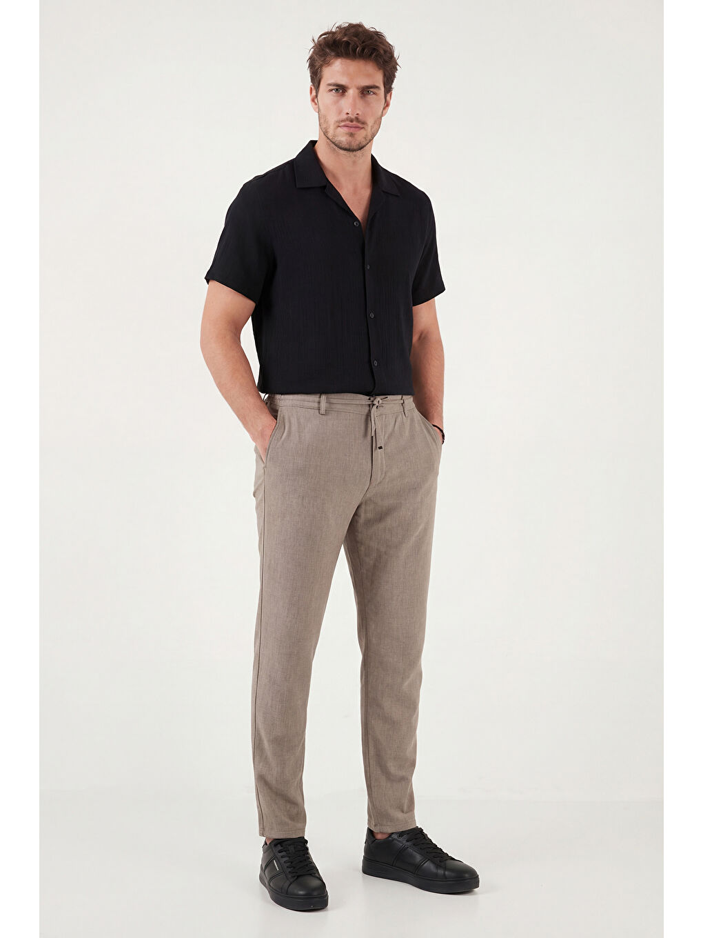 Bej Slim Fit Normal Bel Daralan Paça Pantolon 6843649-2
