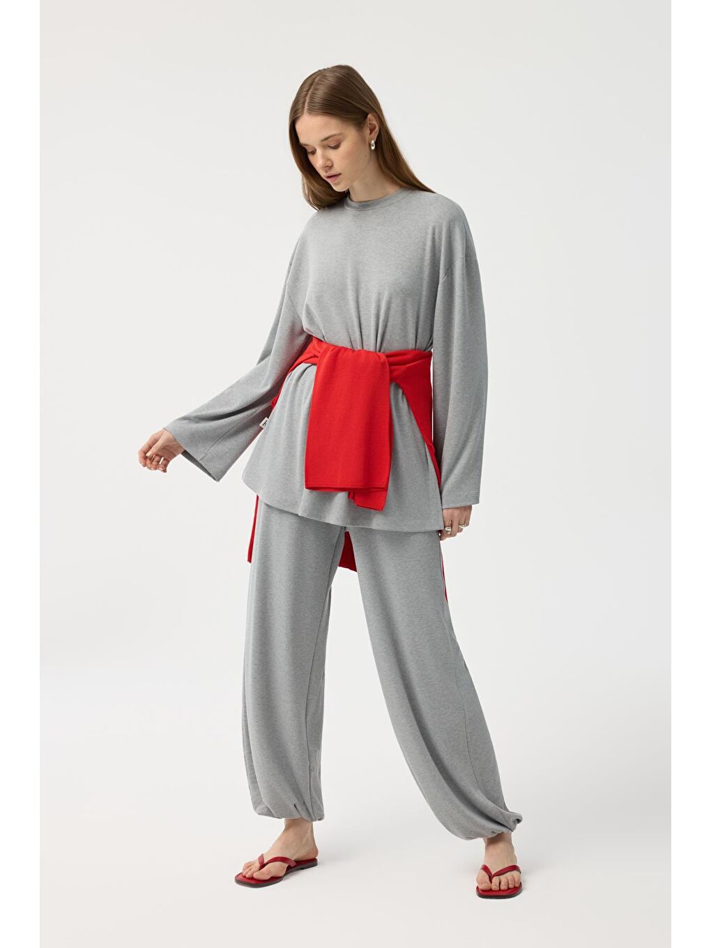 Modal Cupra Jogger Pantolon Takım Gri Melanj-2