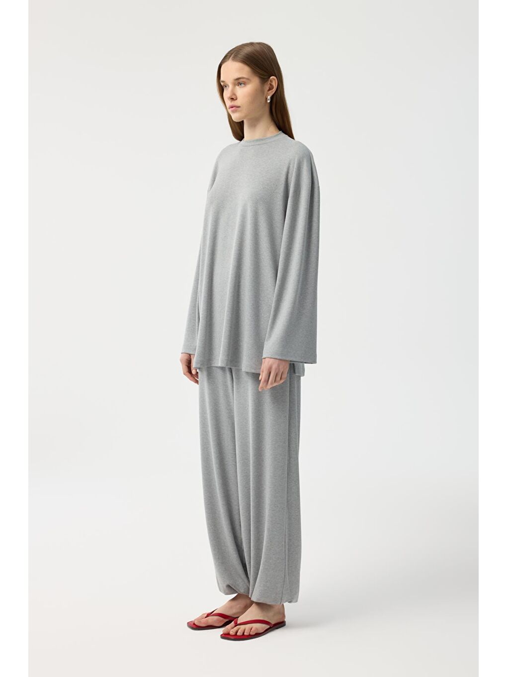 Modal Cupra Jogger Pantolon Takım Gri Melanj-3