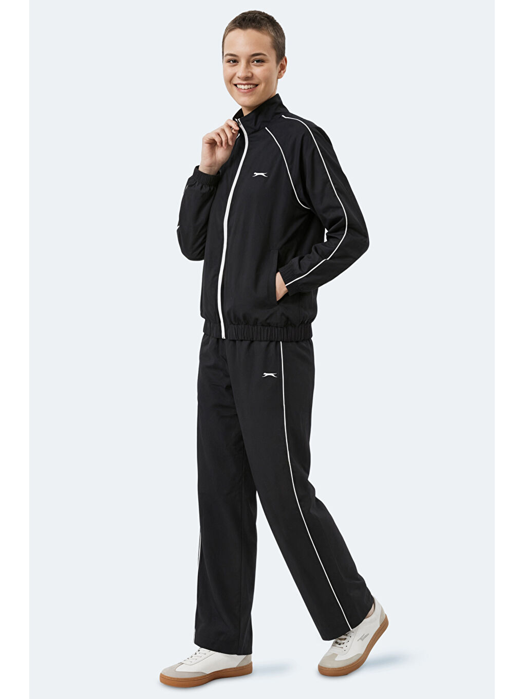 REVEL Kadın Dik Yaka Fermuarlı Siyah Eşofman Takımı-7