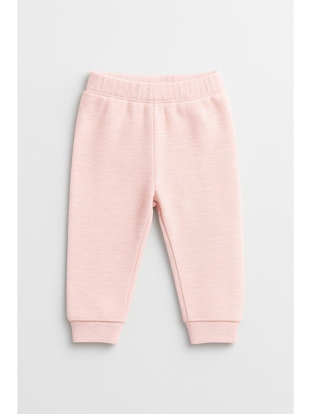 Pembe Kız Çocuk Yumuşak Dokulu  Beli  Ve Paçası Lastikli Pamuklu Pantolon - Pudra (3-4 Yaş 8-9 Yaş)-1