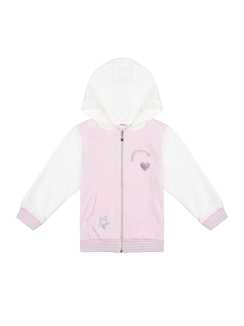 Kız Çocuk Kalp Baskılı Kapüşonlu Sweatshirt 2 Yaş-6 Yaş Pembe-1