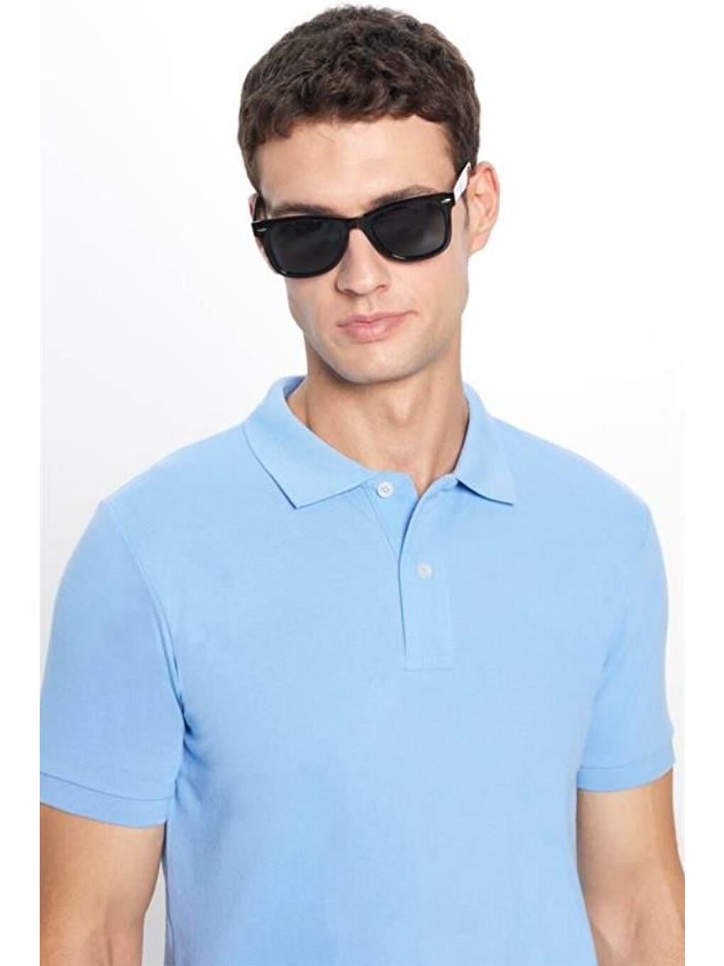 Karışık Erkek 5'Li Paket Haki-Yeşil-Lacivert-Mavi-Siyah Slim Fit Dar Kesim Pamuklu Düz Polo Yaka Tişört-4