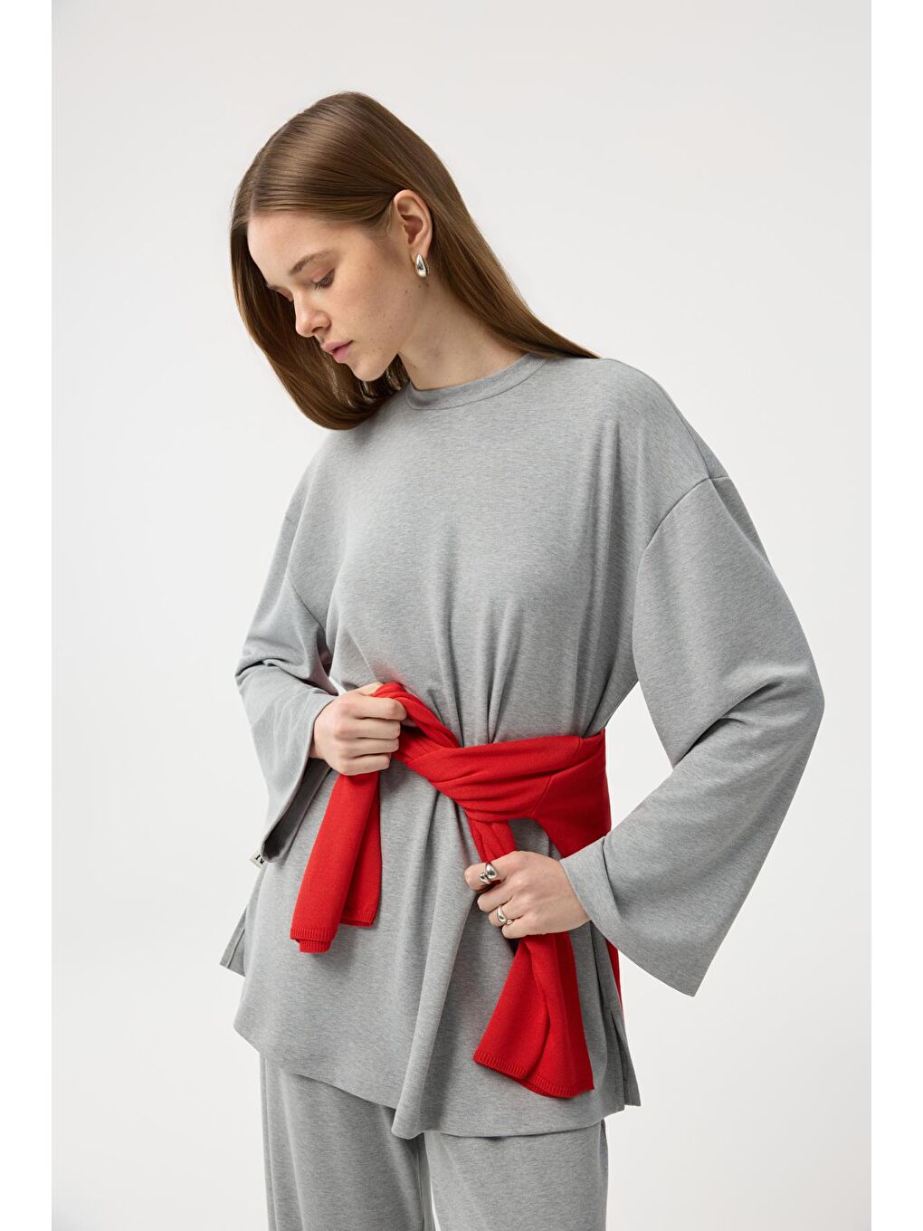 Modal Cupra Jogger Pantolon Takım Gri Melanj-6