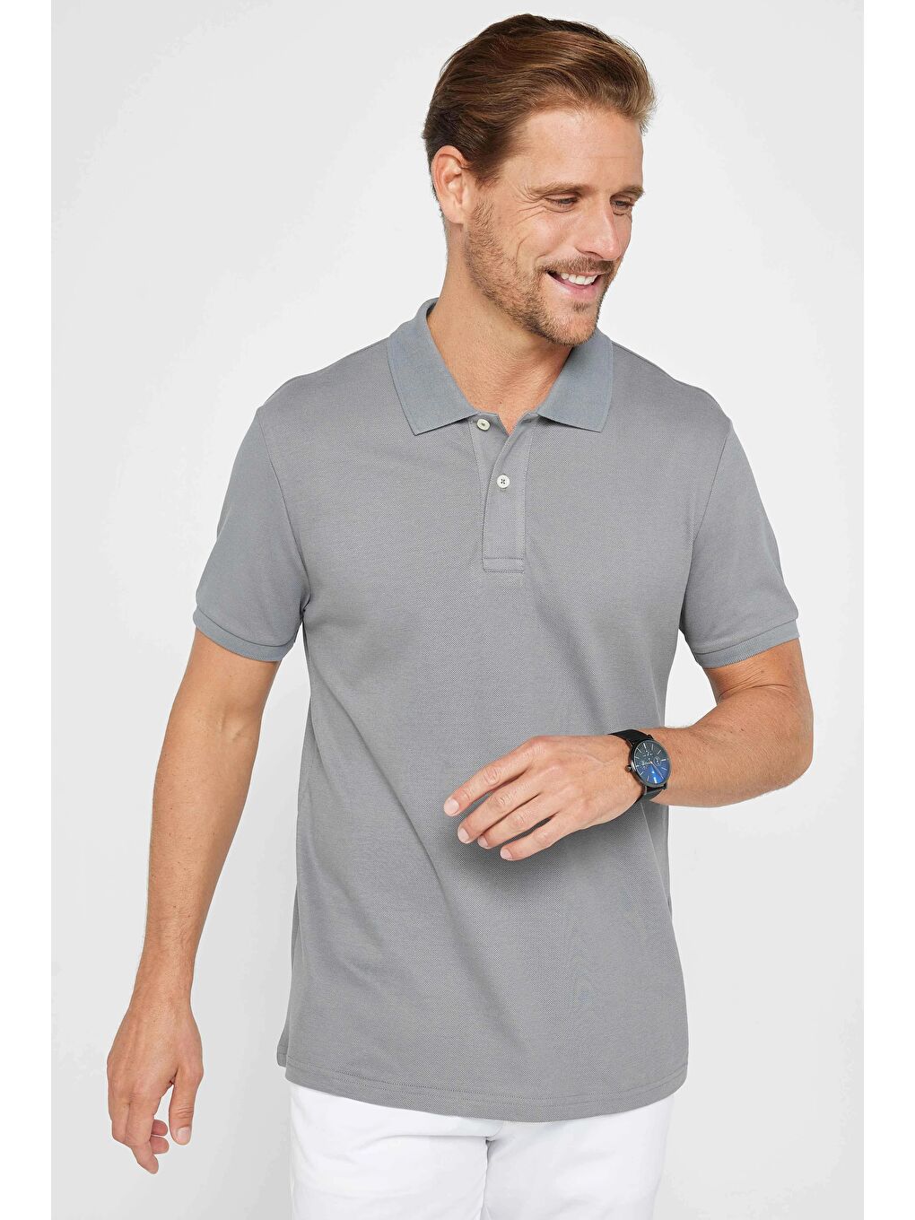 Karışık Erkek Slim Fit %100 Pamuk Yumuşak Doku 5'Li Lacivert-Beyaz-Kırmızı-Taş-Mavi Düz Polo Yaka Tişört-4