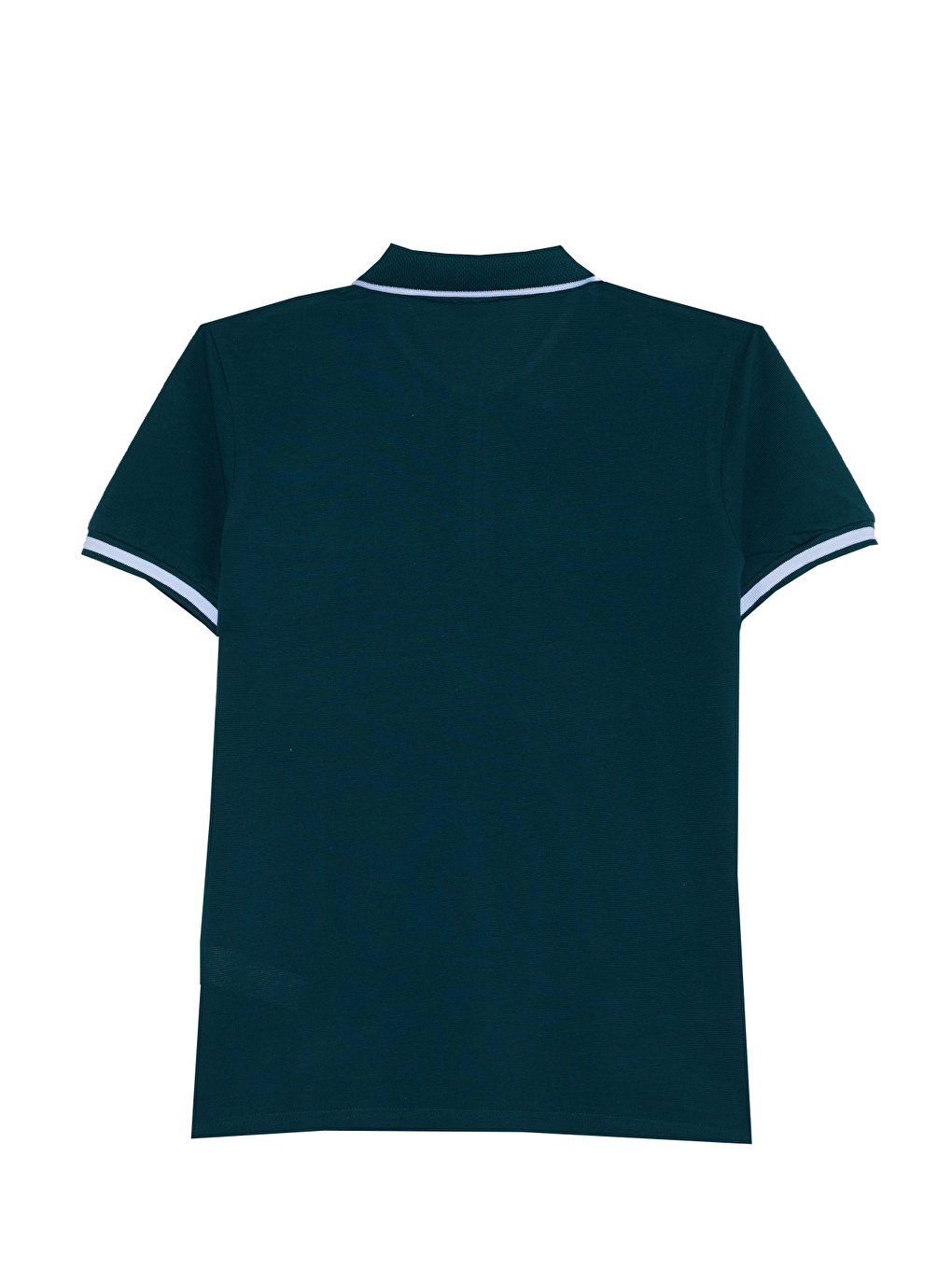 Erkek Slim Fit Dar Kesim %100 Pamuk Jakarlı Düz Yaka Ve Kol Detaylı Yeşil Polo Yaka Tişört-2