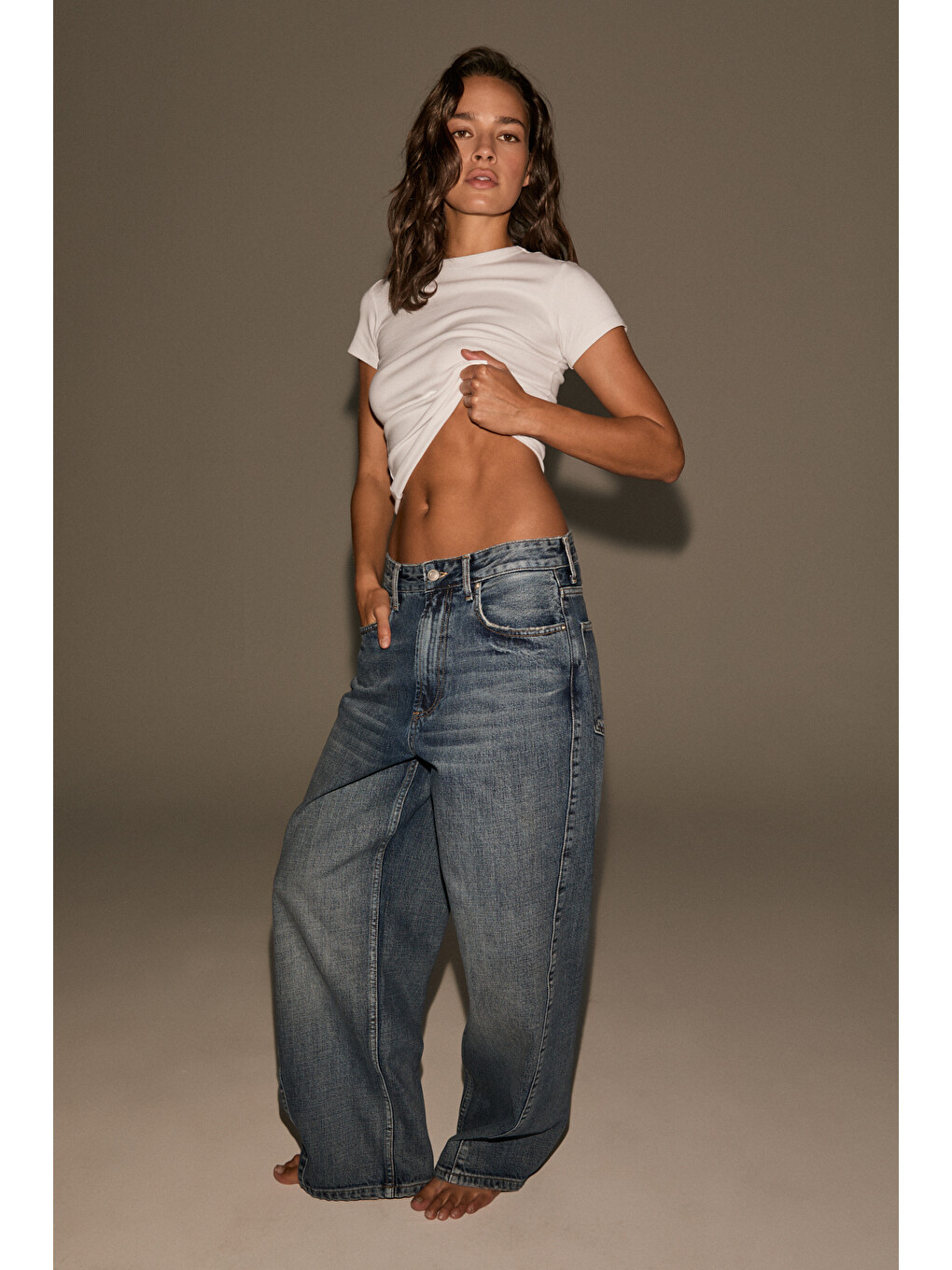 Lexy Kadın Standart Bel Baggy Balon Jean Mavi Pantolon-1
