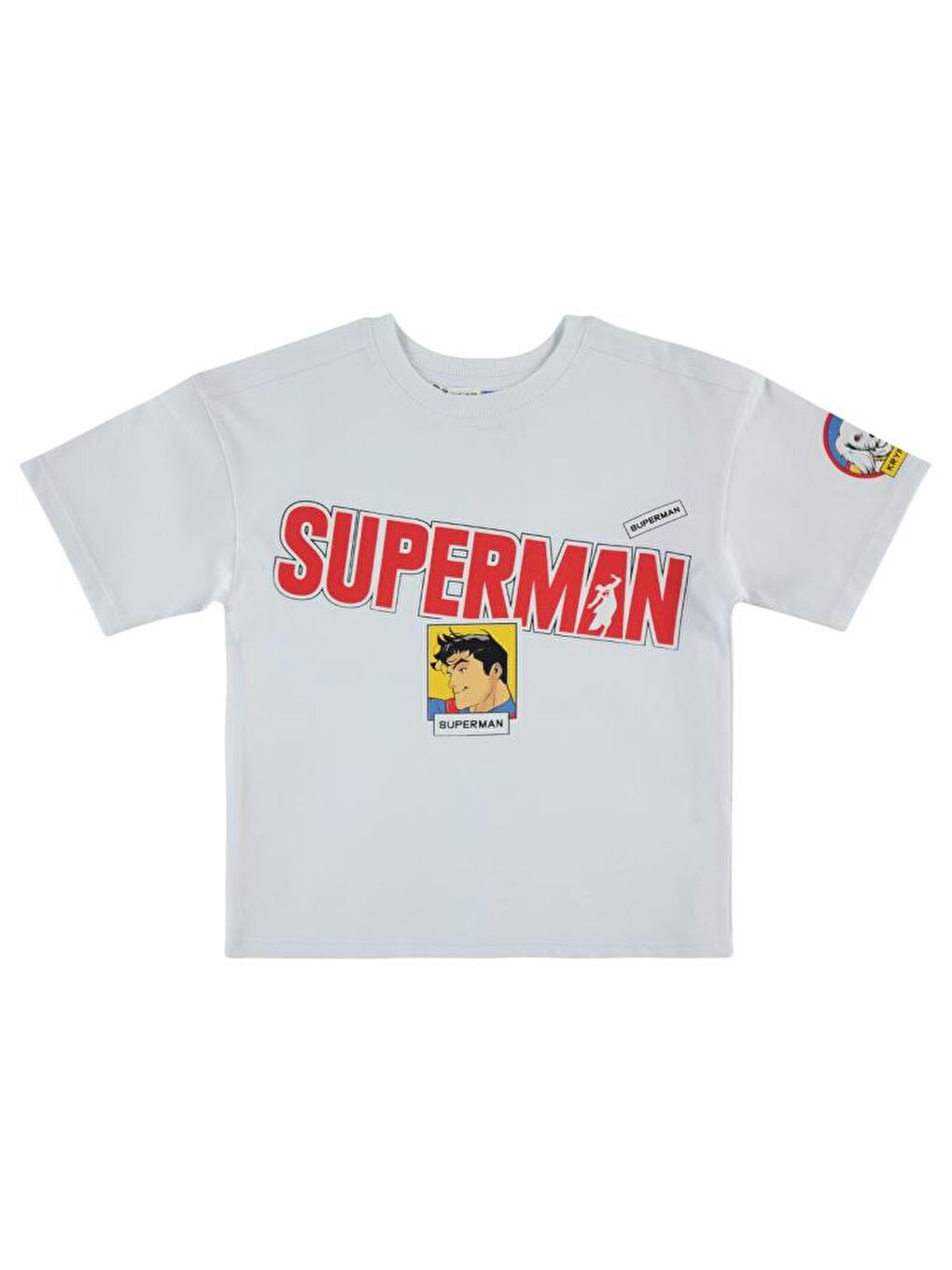 Süperman Baskılı 6-9 Yaş Tişört - Beyaz8-9 Yaş-2