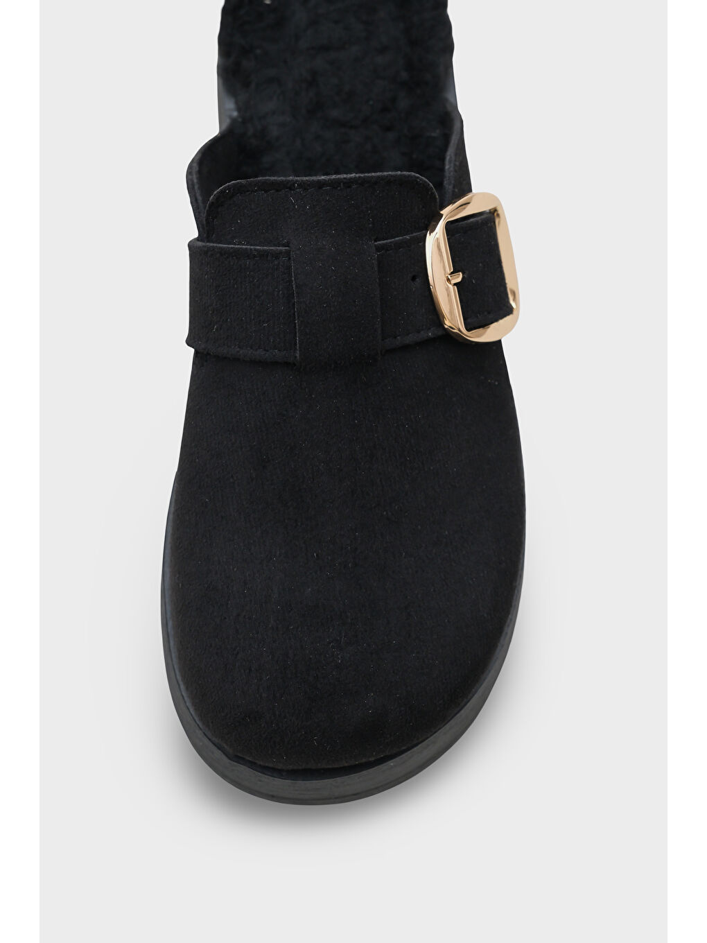 Siyah Leticia Kürklü Süet Görünümlü Kadın Sabo-2