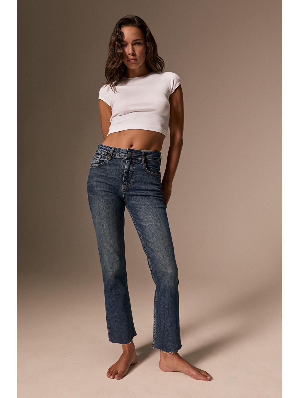 Kors Kadın Yüksel Bel Kısa Paça Elastanlı Jean Mavi Pantolon-1