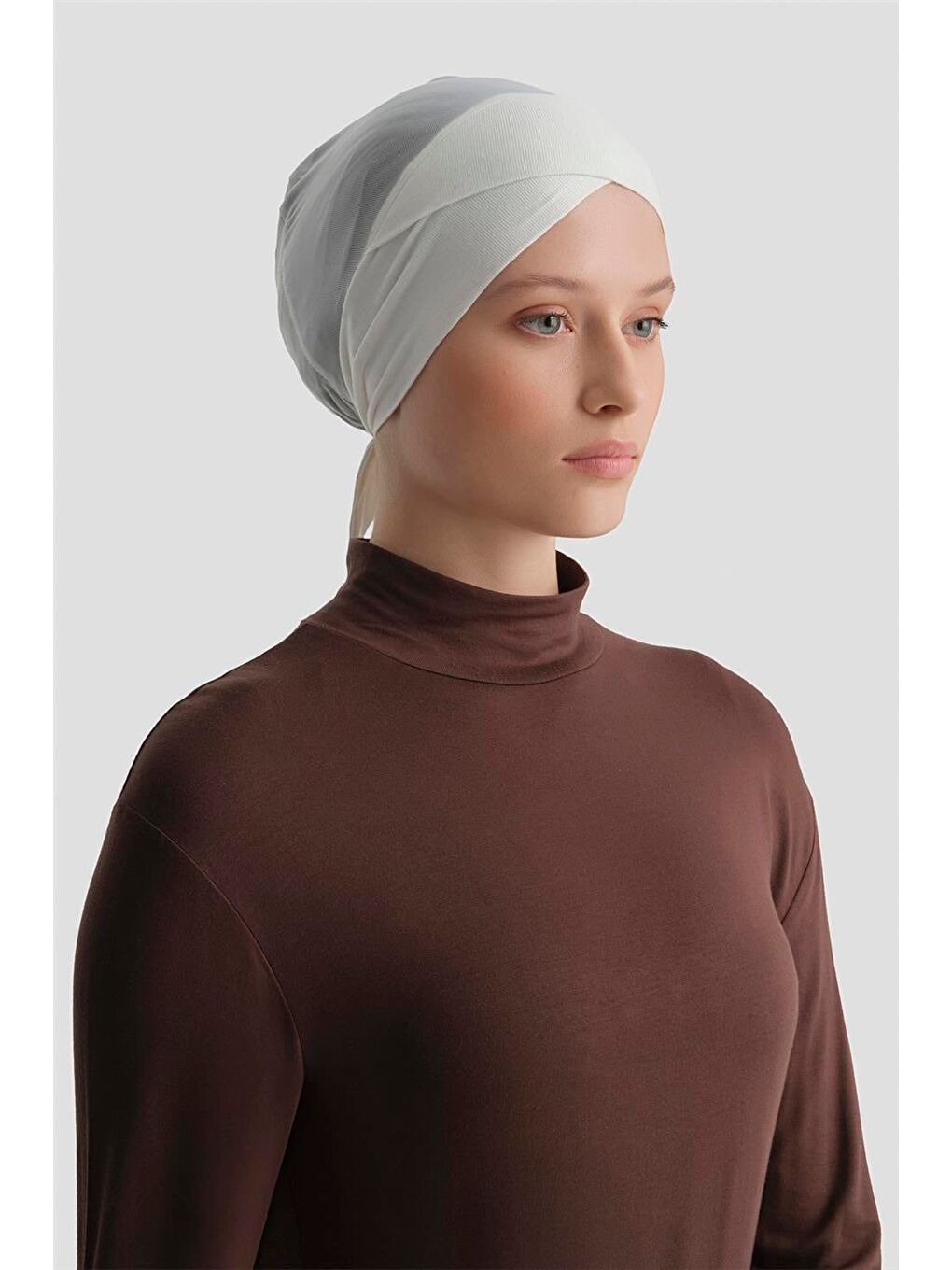 Tüllü Çapraz Bone Ekru